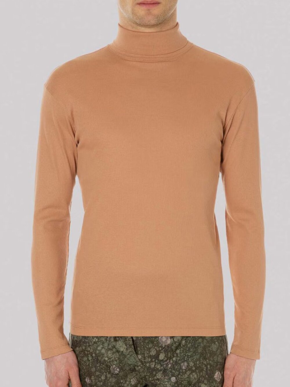 Lemaire x Sunspel 100% Cotton Ribbed Turtleneck Peach Tan XS Minimalist Unisex
